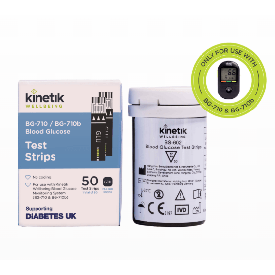 Blood Glucose Test Strips – Pack of 50 for Kinetik BG - 710 & BG - 710b - Alpha Clinics