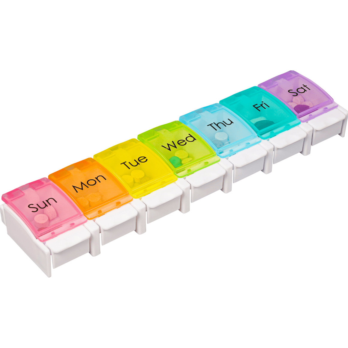 Push Button Weekly Pill Tablet Dispenser Storage Box - Alpha Clinics